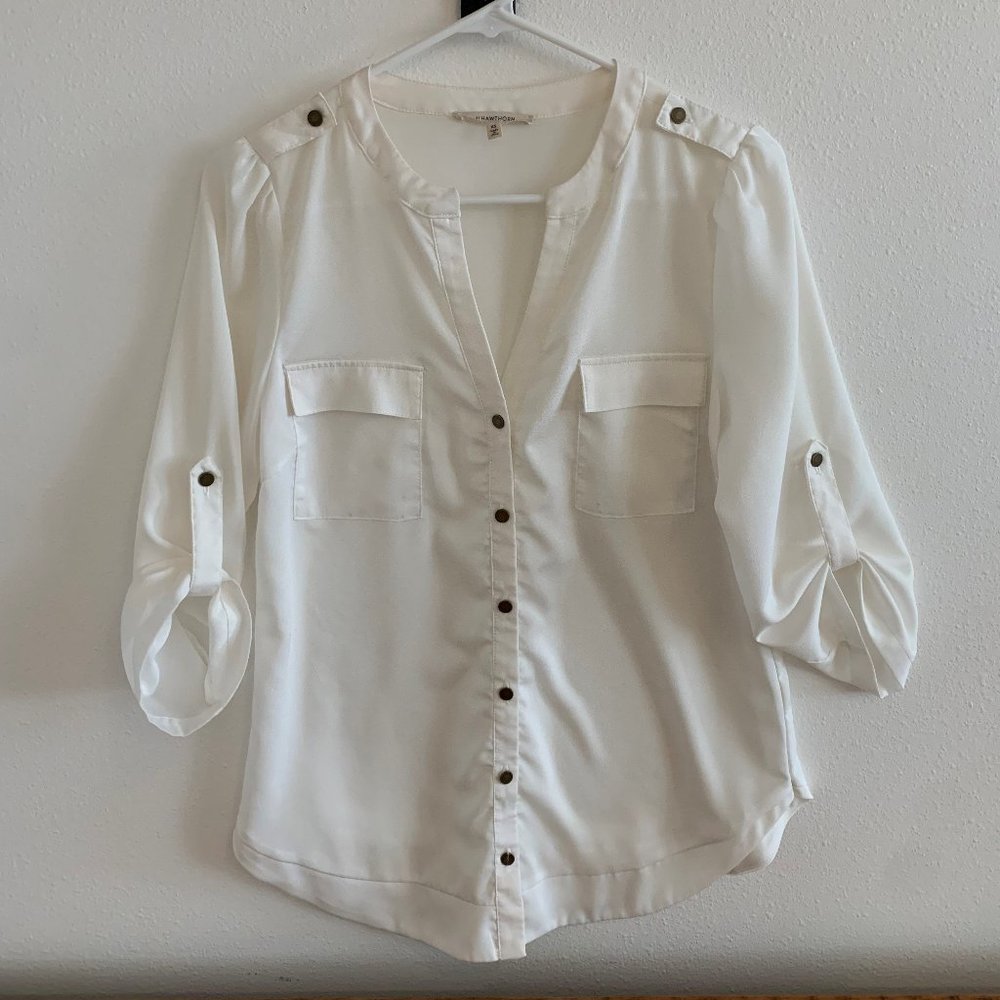 41 Hawthorn White Blouse, Women's XS